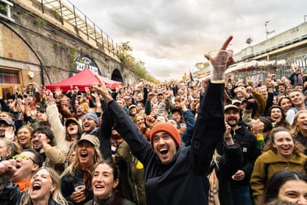 A cheering crowd