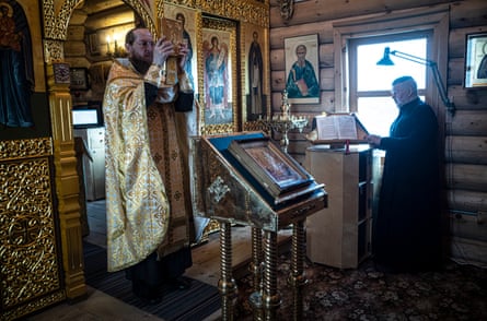 Father Soldatenko holds a service