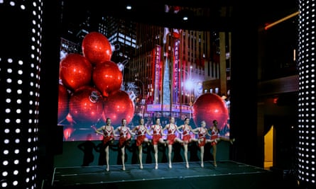 Members of the Radio City Rockettes dance group perform during a press conference in New York City in November 2022.