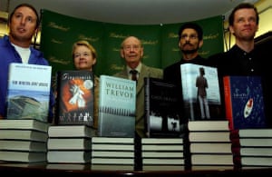 Booker prize for fiction shortlist. Authors left to right are; Tim Winton, Sarah Waters, William Trevor, Rohinton Mistry, Yann Martel. (Carol Shields did not attend)