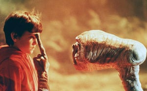 Henry Thomas and ET in ET the Extra-Terrestrial