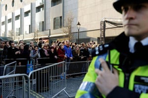 People and security surrounding the BAFTA awards in Covent Garden