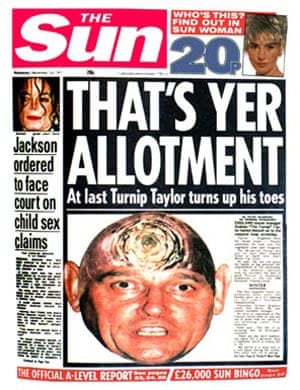 'That's yer allotment' front page