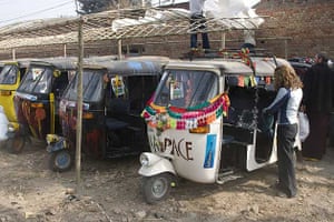 Rickshaws parked in a row