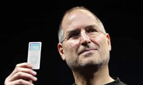 Apple CEO Steve Jobs holds up the new iPod nano