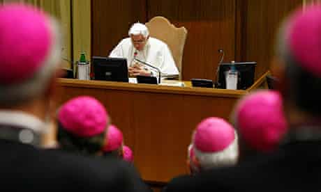 Pope Benedict XVI deliver a speech at the conference of Italian bishops at the Vatican.
