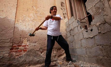 Libyan Jew David Gerbi breaking a wall