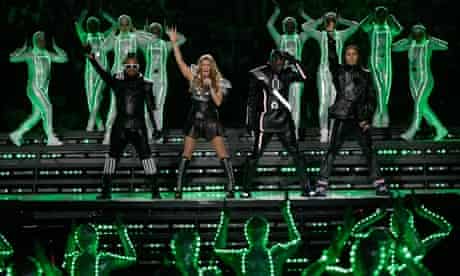 The Black Eyed Peas perform during halftime of NFL football Super Bowl XLV