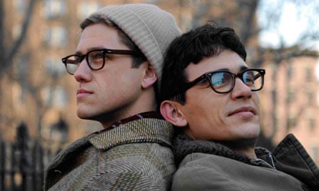 Aaron Tveit as Peter Orlovsky and James Franco as Allen Ginsberg in Howl.