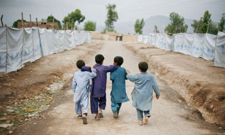 Refugee camp in Peshawar, north-west Pakistan.