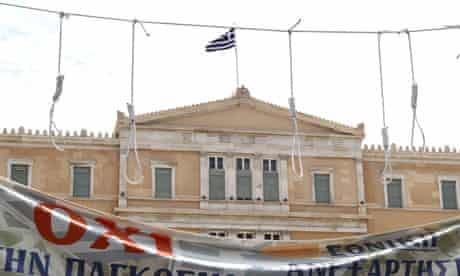 Nooses hang outside Athens parliament
