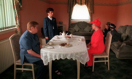 Queen taking tea with Mrs Susan McCarron