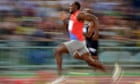 Jamaica's Usain Bolt (C) runs to win the