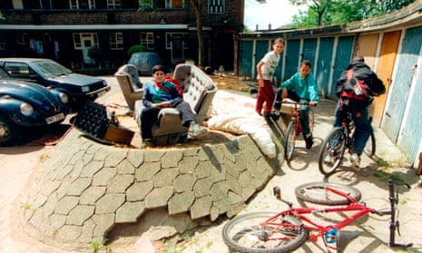 Children playing on a council estate in London