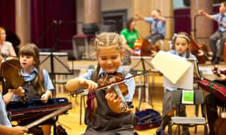 Young students at the Royal Liverpool Philharmonic's 'In Harmony' school in West Everton, Liverpool