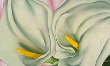 Two Calla Lillies on Pink by Georgia O'Keeffe