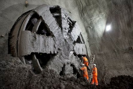 Tunnelling machine ‘Elizabeth’ breaks into the specially built chamber at Stepney Green earlier this