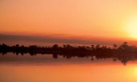 Sunset on the river Nile, Egypt.