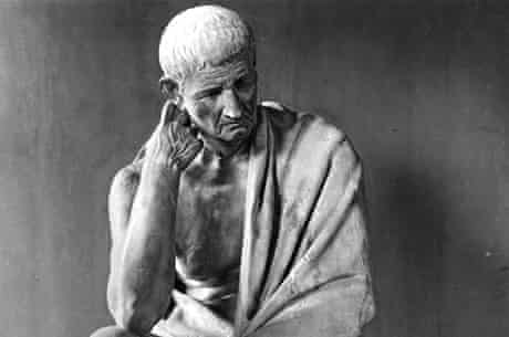 A picture of the statue of Aristotle
