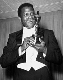 Sidney Poitier with his best actor Oscar in 1963