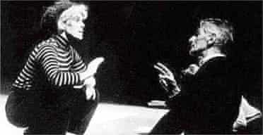 Beckett rehearsing Footfalls with Billie Whitelaw at the Royal Court Theatre, 1976.