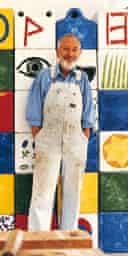 artist Joe Tilson in his studio in Tuscany, 1996