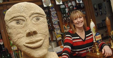 Fiona Gould with one of the Yorkshire stone heads