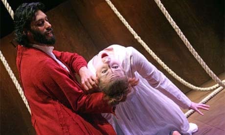 Robert Mountford (Prospero) and Caroline Kilpatrick (Ariel) in The Tempest by Tara Arts at the Arts Theatre