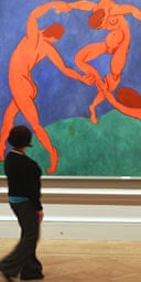 A visitor looks at Matisse's Dance at the Royal Academy From Russia show