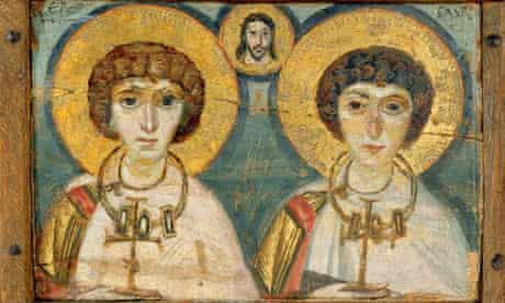 A 7th century icon originally from Constantinople showing saints Sergios and Bacchos, at the Royal Academy's Byzantium exhibition