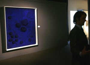 Yves Klein's Archisponge RE 11 from 1960 is seen during a press preview at Sotheby's in New York October 29, 2008