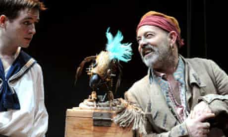 Michael Legge as Jim Hawkins and Keith Allen as Long John Silver in Treasure Island, Theatre Royal Haymarket, London