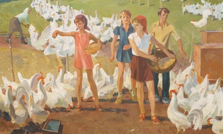 Students - Volunteers In The Fowl-Run (1973) by Evgeni Vladimirovich Semenov