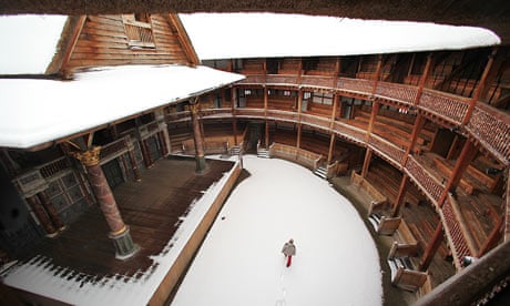 Snow inside Shakespeare's Globe