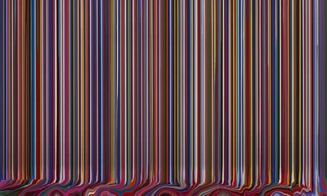 Puddle Painting: Black (Wave) by Ian Davenport (acrylic paint on stainless steel, 2009)