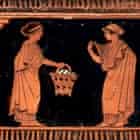 Detail from a pyxis showing a scene from the women's quarter