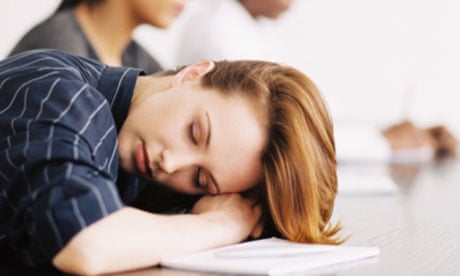 Narcolepsy -woman asleep at desk