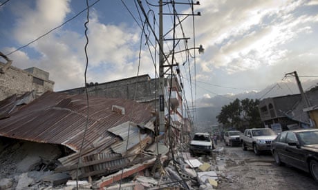 Buildings in downtown Port-au-Prince, Haiti, damaged by the earthquake