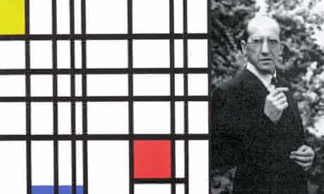 Dutch artist Piet Mondrian and his painting Composition With Yellow, Blue and Red (1937-42)