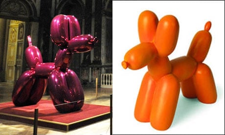 A Jeff Koons balloon dog on show at the Chateau de Versailles and one of the disputed bookends.
