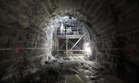 Workers dig the 5km-long Onkalo nuclear waste tunnels in Finland