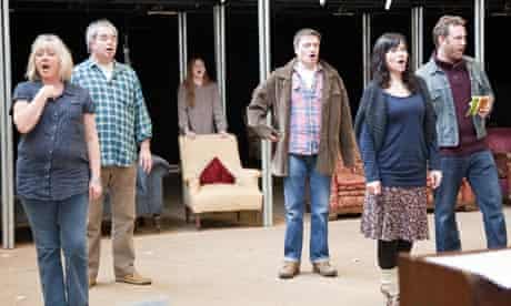 Kate Fleetwood (second from left) and the company rehearse London Road;