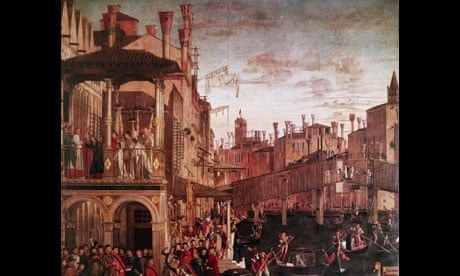 The Miracle of the Relic of the True Cross on the Rialto Bridge (1494) by Vittore Carpaccio