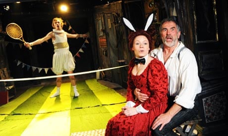 Wittenberg: Hamlet brandishes a tennis racket and a woman in bunny ears sits on Dr Faustus's knee