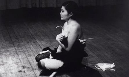 Yoko Ono performs Cut Piece in 1965 at Carnegie Hall, New York