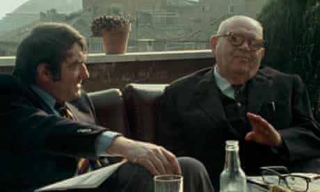 Lanzmann, left, with Benjamin Murmelstein in 1975, in a still from The Last of the Unjust