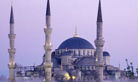 Reflection of Blue Mosque Minarets