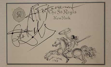 Affectionate note … the sketch Salvador Dalí drew for Wallis Simpson, the duchess of Windsor.