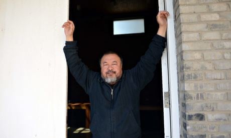 Making a scene … Ai Weiwei at his studio in the suburbs of Beijing.