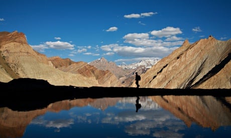 a trekker in the himalaya. Image shot 2010. Exact date unknown.